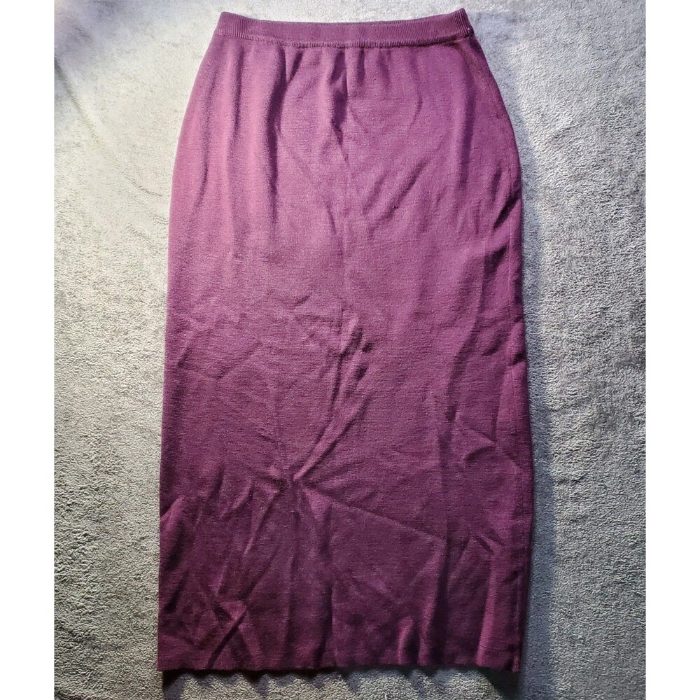 Adrianna Papell Wool Blend Maxi Skirt Pull on Purple Elastic Waist XL Academia